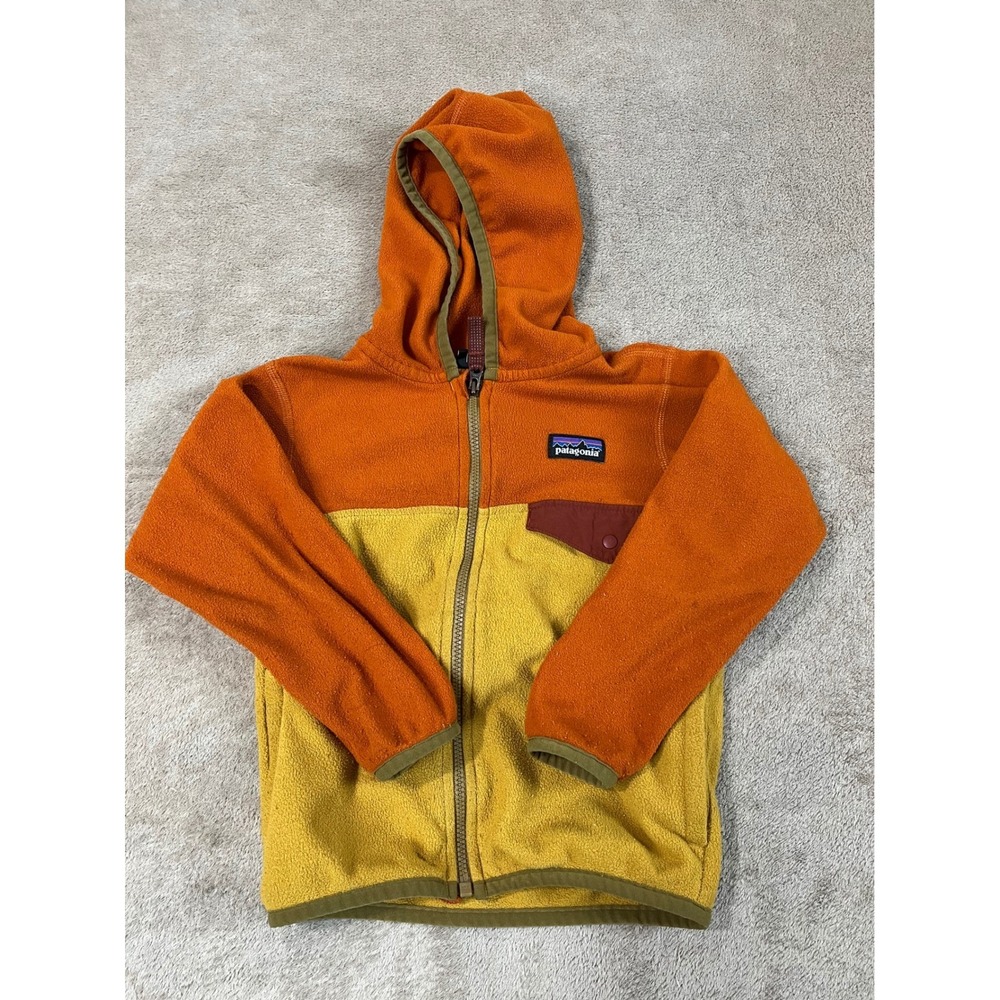 Patagonia Micro D Snap-T Fleece Jacket Kids' Size 3T Orange/Yellow Polyester L/S